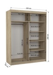 Шкаф ADRK Furniture со светодиодной подсветкой Bolton 150, белый цвет цена и информация | Шкафы | hansapost.ee