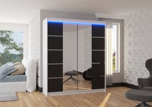 Шкаф ADRK Furniture со светодиодной подсветкой Traves 180, черный цвет/белый цвет цена и информация | Шкафчики | hansapost.ee