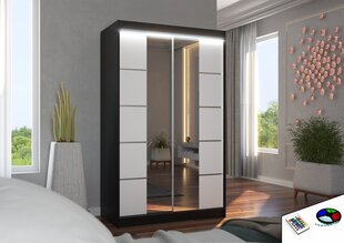 Шкаф ADRK Furniture Genua 120 со светодиодной подсветкой, белый цвет/черный цвет цена и информация | Шкафчики | hansapost.ee