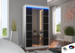 Шкаф со светодиодной подсветкой ADRK Furniture Genua 120, черный цвет/белый цвет цена и информация | Шкафы | hansapost.ee