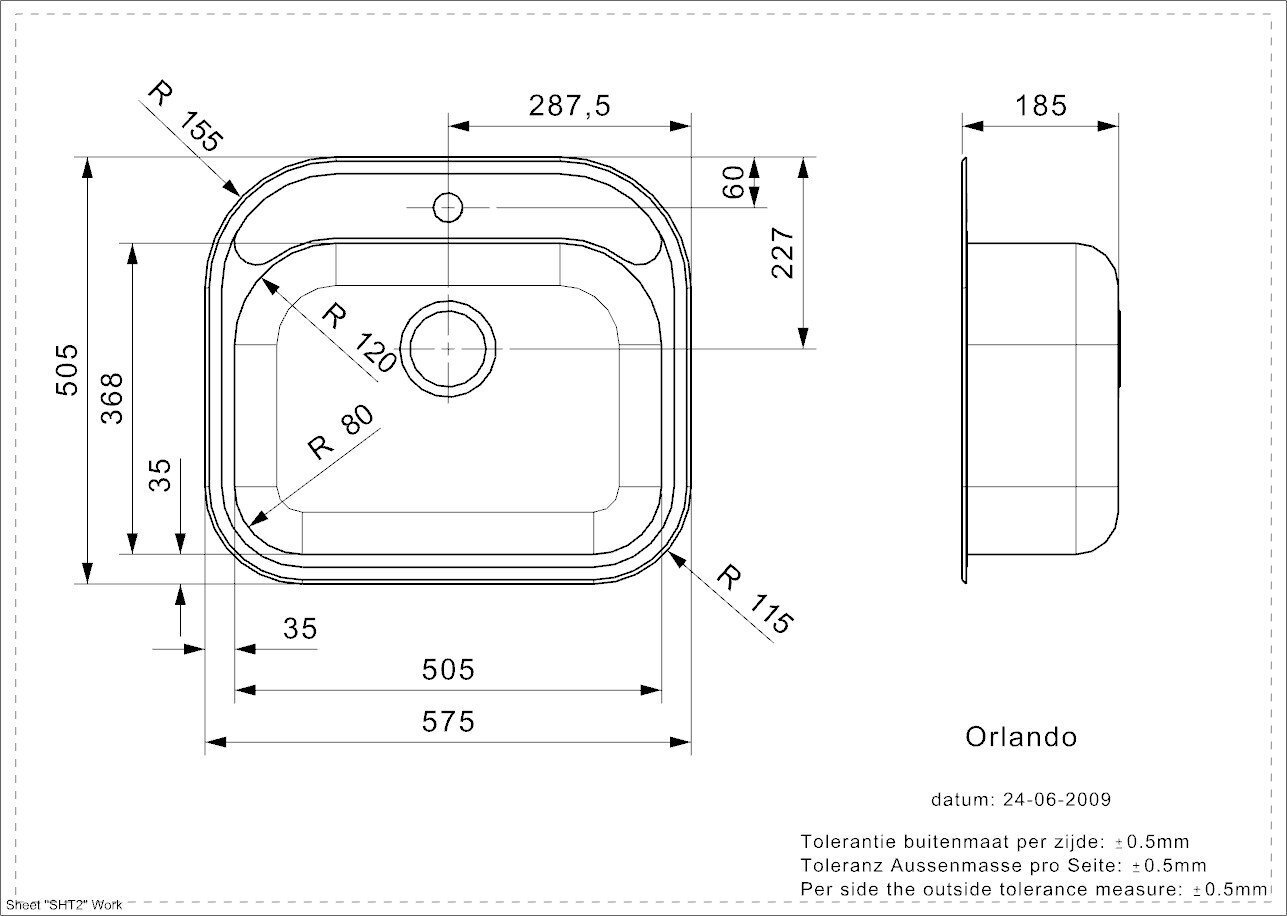 Roostevabast terasest köögivalamu Reginox Orlando, 57.5x50.5 cm цена и информация | Köögivalamud | hansapost.ee