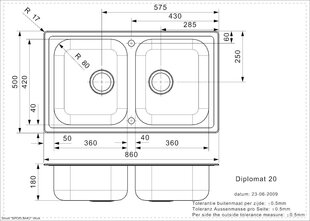 Roostevabast terasest köögivalamu Reginox Diplomat 20 LUX (R), 86x50 cm hind ja info | Köögivalamud | hansapost.ee
