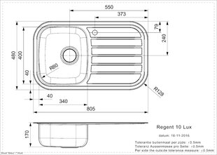 Roostevabast terasest köögivalamu Reginox Regent 10 LUX (R), 80,5x48 cm hind ja info | Köögivalamud | hansapost.ee