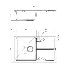 Deante granitinė virtuvinė plautuvė Deante Andante, ZQN_2113, Graphite цена и информация | Раковины на кухню | hansapost.ee