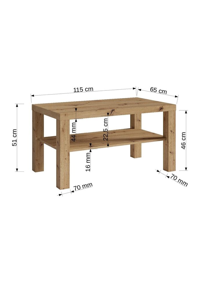 Diivanilaud Sven, 115x65cm, pruun/must hind ja info | Diivanilauad | hansapost.ee