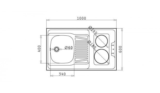 Valamu 2 pliidiplaadiga (MKZ100D, MKB100-le) hind ja info | Köögivalamud | hansapost.ee