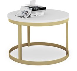 Журнальный столик ADRK Furniture Rinen, 55x55см, белый/золотой цвет цена и информация | Журнальные столики | hansapost.ee