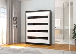 Шкаф ADRK Furniture со светодиодной подсветкой Martinez 150, белый цвет/черный цвет цена и информация | Шкафчики | hansapost.ee