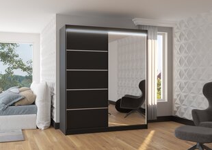 Шкаф ADRK Furniture со светодиодной подсветкой Caro 180, черный цвет цена и информация | Шкафы | hansapost.ee