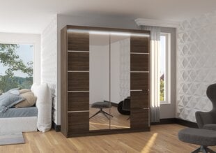 Шкаф ADRK Furniture со светодиодной подсветкой Traves 180, темно-коричневый цвет цена и информация | Шкафы | hansapost.ee