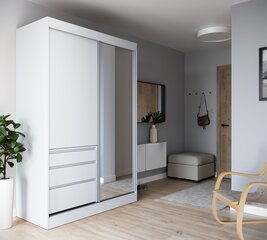 Шкаф ADRK Furniture с зеркалом Haidar 140, белый цена и информация | Шкафы | hansapost.ee