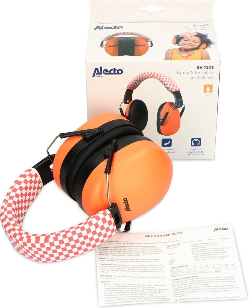 Kaitsekõrvaklapid lastele Alecto Bv-71Oe, 1 tk, oranž цена и информация | Ohutustarvikud lastele | hansapost.ee