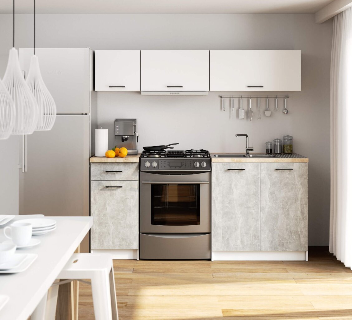 Köögikappide komplekt Akord Oliwia G1 1,8 m, valge/hall hind ja info | Köögimööbli komplektid | hansapost.ee