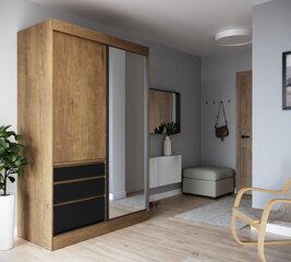 Шкаф ADRK Furniture с зеркалом Haidar 140, коричневый цена и информация | Шкафы | hansapost.ee