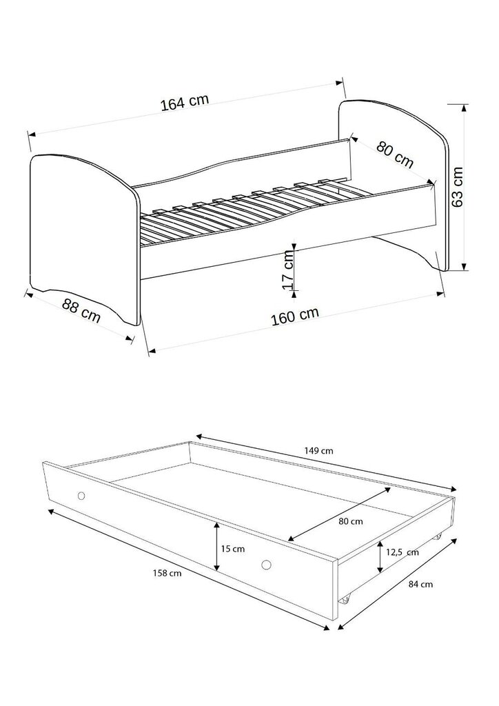 Lastevoodi Adrk Furniture Gonzalo, valge цена и информация | Lastevoodid | hansapost.ee