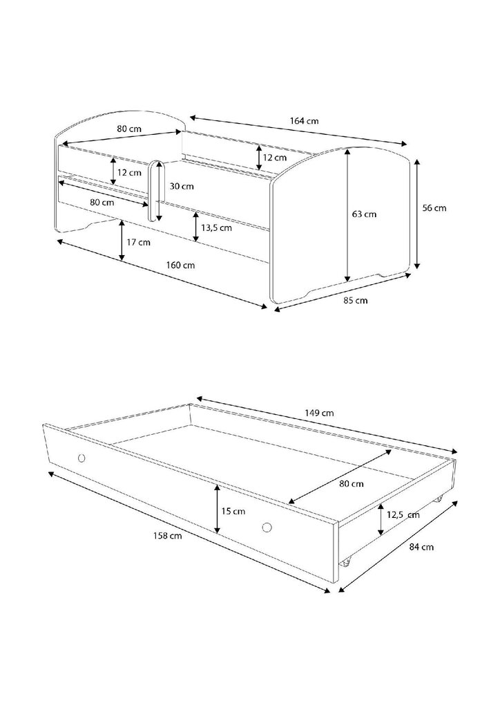 Lastevoodi Adrk Furniture Pepe II, valge hind ja info | Lastevoodid | hansapost.ee