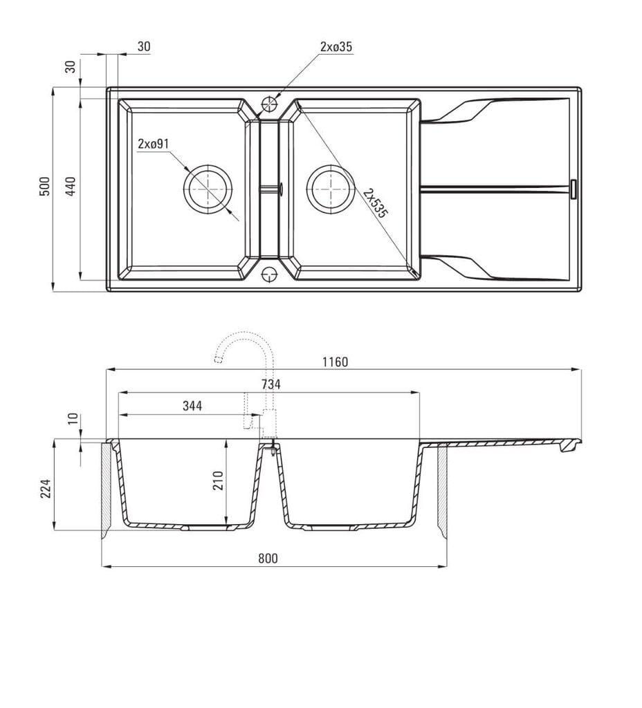 Graniidist köögivalamu Deante Andante ZQN 2213, Graphite hind ja info | Köögivalamud | hansapost.ee