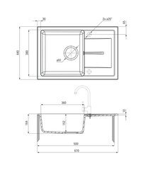 Deante гранитная кухонная мойка Deante Leda ZRD 2113, Graphite цена и информация | Раковины на кухню | hansapost.ee