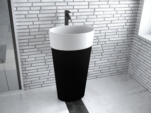 Jalaga kraanikauss Besco Uniqa Matt B&W, Klik-klak Chrome'iga цена и информация | Раковины | hansapost.ee