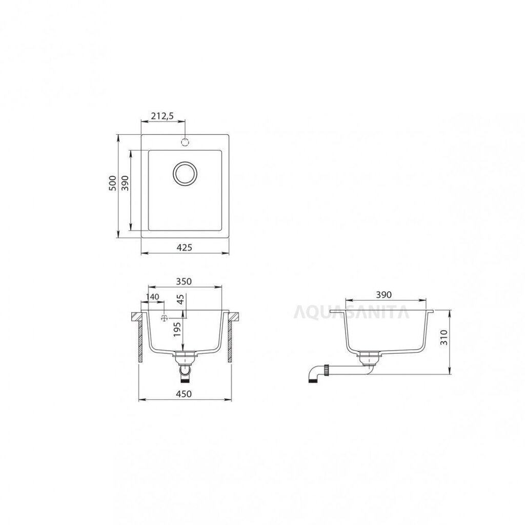 Kunstgraniidist köögivalamu Aquasanita Simplex SQS100-221W hind ja info | Köögivalamud | hansapost.ee