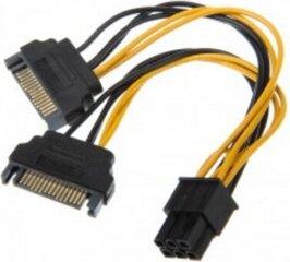 Akasa AKCBPW1315, 15-Pin SATA/6-Pin, 15 см цена и информация | Кабели и провода | hansapost.ee