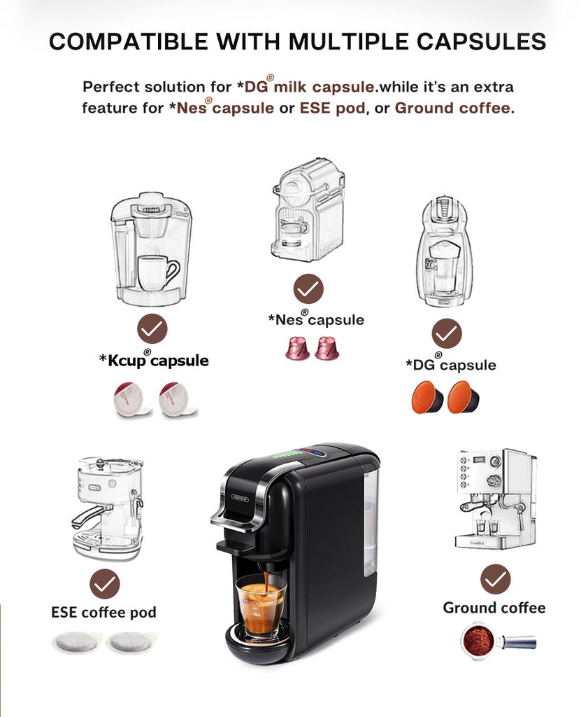 Hibrew 5-in-1 H2B - Valge hind ja info | Kohvimasinad ja espressomasinad | hansapost.ee