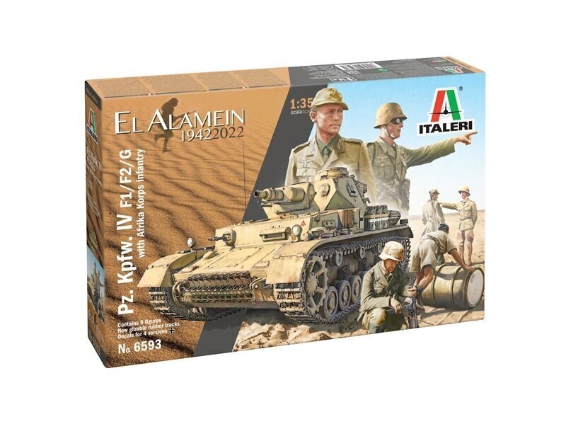 Italeri - Pz.Kpfw.IV Ausf.F1/F2/G with Afrika Korps Infantry El Alamein 80th Anniversary, 1/35, 6593 цена и информация | Klotsid ja konstruktorid | hansapost.ee