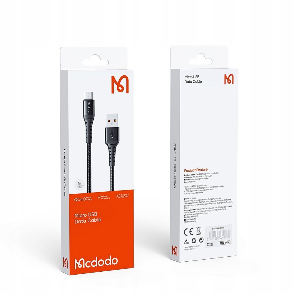 USB-C kaabel, QC 4.0, 20 cm, Mcdodo цена и информация | Mobiiltelefonide kaablid | hansapost.ee