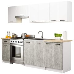 Комплект кухонных шкафов Akord Oliwia 2,4 м, белый/серый цвет цена и информация | Кухонные гарнитуры | hansapost.ee