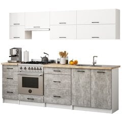 Köögikapi komplekt Akord Oliwia G2 2,4 m, valge/hall price and information | Kitchen furniture sets | hansapost.ee