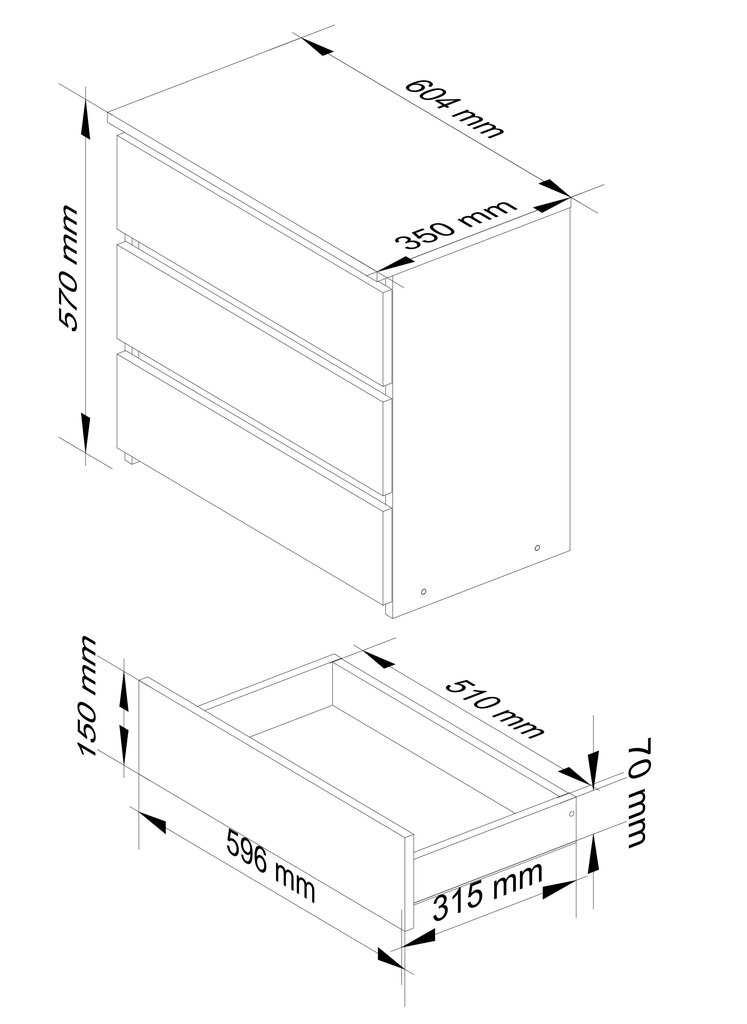 Kummut Akord CL3, hall/valge цена и информация | Öökapid | hansapost.ee