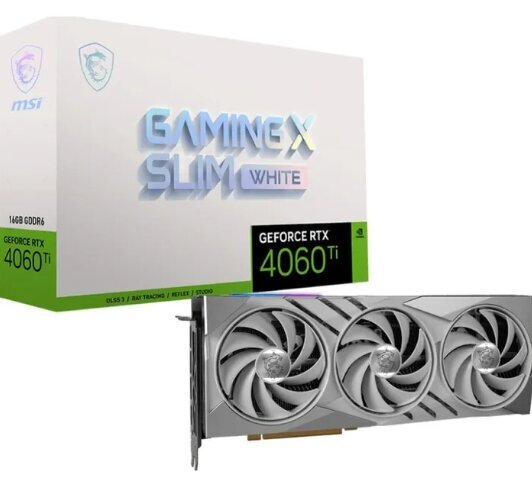 MSI GeForce RTX 4060 Ti Gaming X Slim White 16G цена и информация | Videokaardid | hansapost.ee