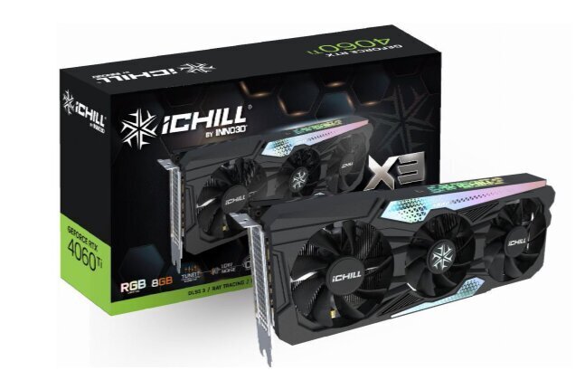 Inno3D GeForce RTX 4060 Ti iChill X3 (C406T3-08D6X-17113389) hind ja info | Videokaardid | hansapost.ee