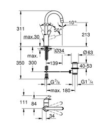 Valamusegisti Grohe Eurosmart New L-suurus, pop-up ventiiliga, 23537002 hind ja info | Köögisegistid | hansapost.ee