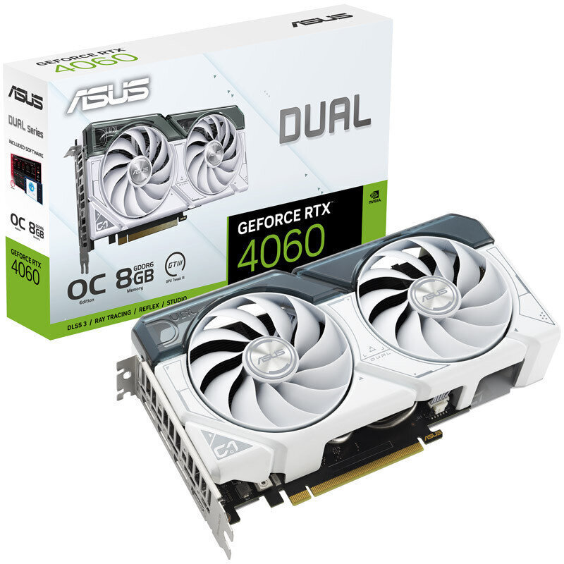 Asus Dual GeForce RTX 4060 OC White Edition цена и информация | Videokaardid | hansapost.ee