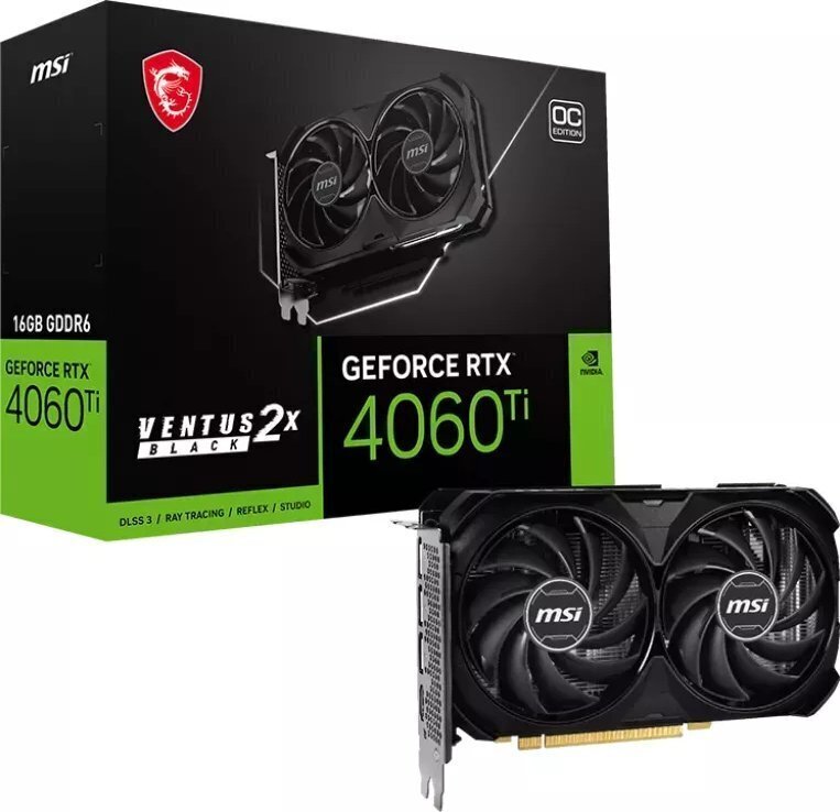 MSI GeForce RTX 4060 Ti Ventus 2X Black 16G OC hind ja info | Videokaardid | hansapost.ee