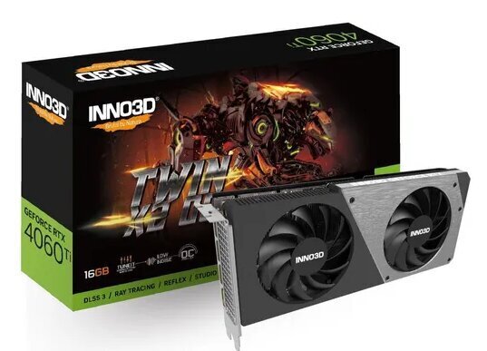 Inno3D GeForce RTX 4060 Ti Twin X2 OC (N406T2-16D6X-178055N) hind ja info | Videokaardid | hansapost.ee