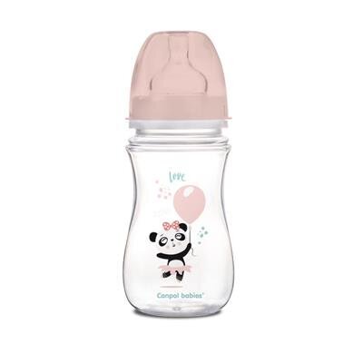 Laia kaelaga antikoolne pudel Canpol Babies EasyStart 35/221, 240 ml, roosa hind ja info | Lutipudelid ja tarvikud | hansapost.ee