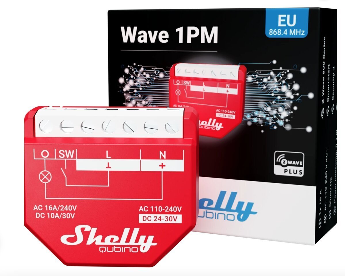 Nutikas relee koos mõõtmisfunktsiooniga Shelly Qubino Wave Z-Wave hind ja info | Pistikupesad ja lülitid | hansapost.ee