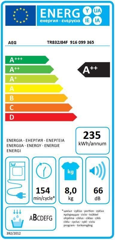 AEG TR832J84F 8000 цена и информация | Pesukuivatid | hansapost.ee