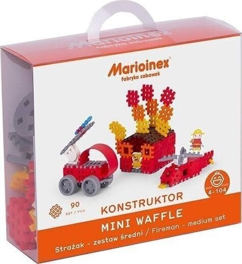 Konstruktor Marioinex Waffle mini Tuletõrjuja keskmine komplekt, 90 tk hind ja info | Klotsid ja konstruktorid | hansapost.ee