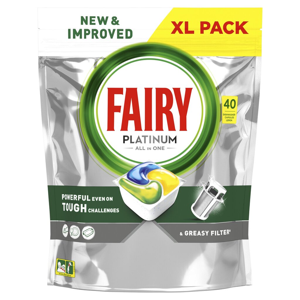Fairy Platinum Lemon nõudepesumasina kapslid, 40 tk hind ja info | Nõudepesuvahendid | hansapost.ee