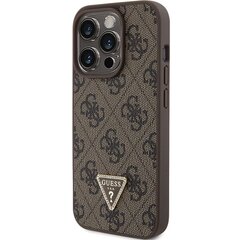 Guess GUHCP15LP4TDPW iPhone 15 Pro 6.1" brązowy|brown hardcase Leather 4G Triangle Strass цена и информация | Чехлы для телефонов | hansapost.ee