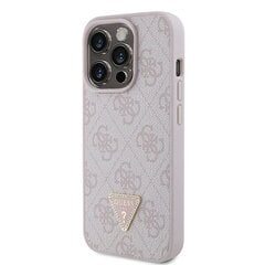 Guess GUHCP15LP4TDPP iPhone 15 Pro 6.1" różowy|pink hardcase Leather 4G Triangle Strass цена и информация | Чехлы для телефонов | hansapost.ee