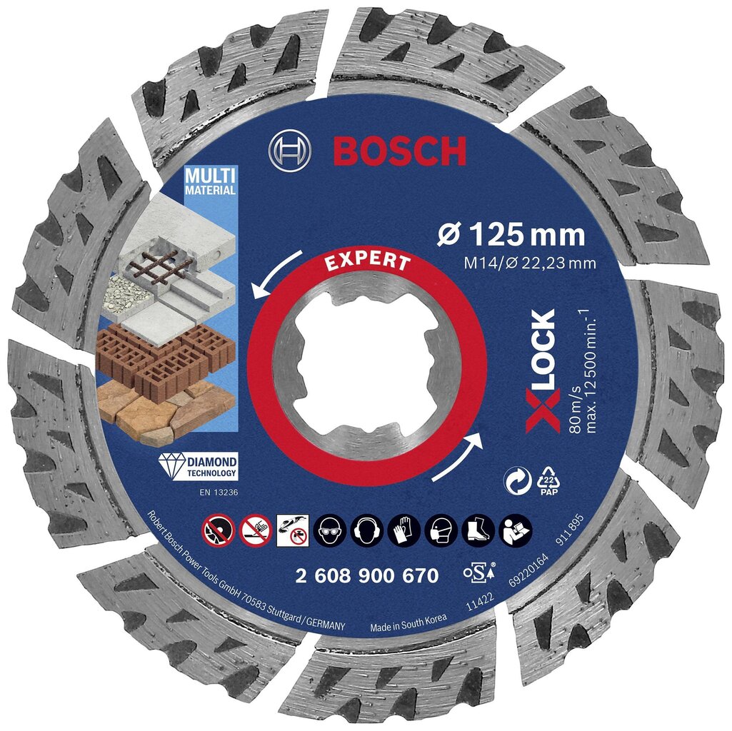 Universaalne teemantlõikeketas Bosch, 125 mm цена и информация | Käsitööriistad | hansapost.ee