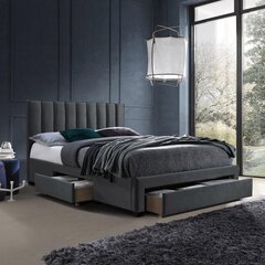 Voodi GRACE 160x200cm, madratsiga HARMONY TOP, tumehall, 165x215xH111cm, MDF, polüesterkangas price and information | Voodid | hansapost.ee