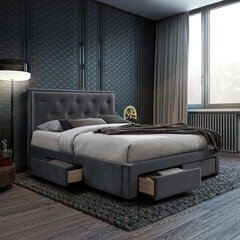 Кровать Glossy 160x200см с матрасом Harmony Duo, серый цена и информация | Кровати | hansapost.ee