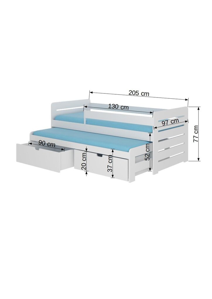 Lastevoodi ADRK Furniture Tomi küljekaitsega, 90x200 cm, pruun цена и информация | Lastevoodid | hansapost.ee