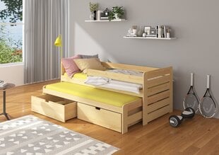 Lastevoodi ADRK Furniture Tomi küljekaitsega, 90x200 cm, pruun hind ja info | Lastevoodid | hansapost.ee