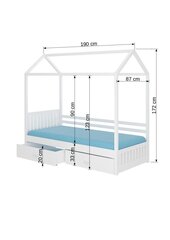 Кровать ADRK Furniture Rose 80x190 см, белая цена и информация | Детские кровати | hansapost.ee